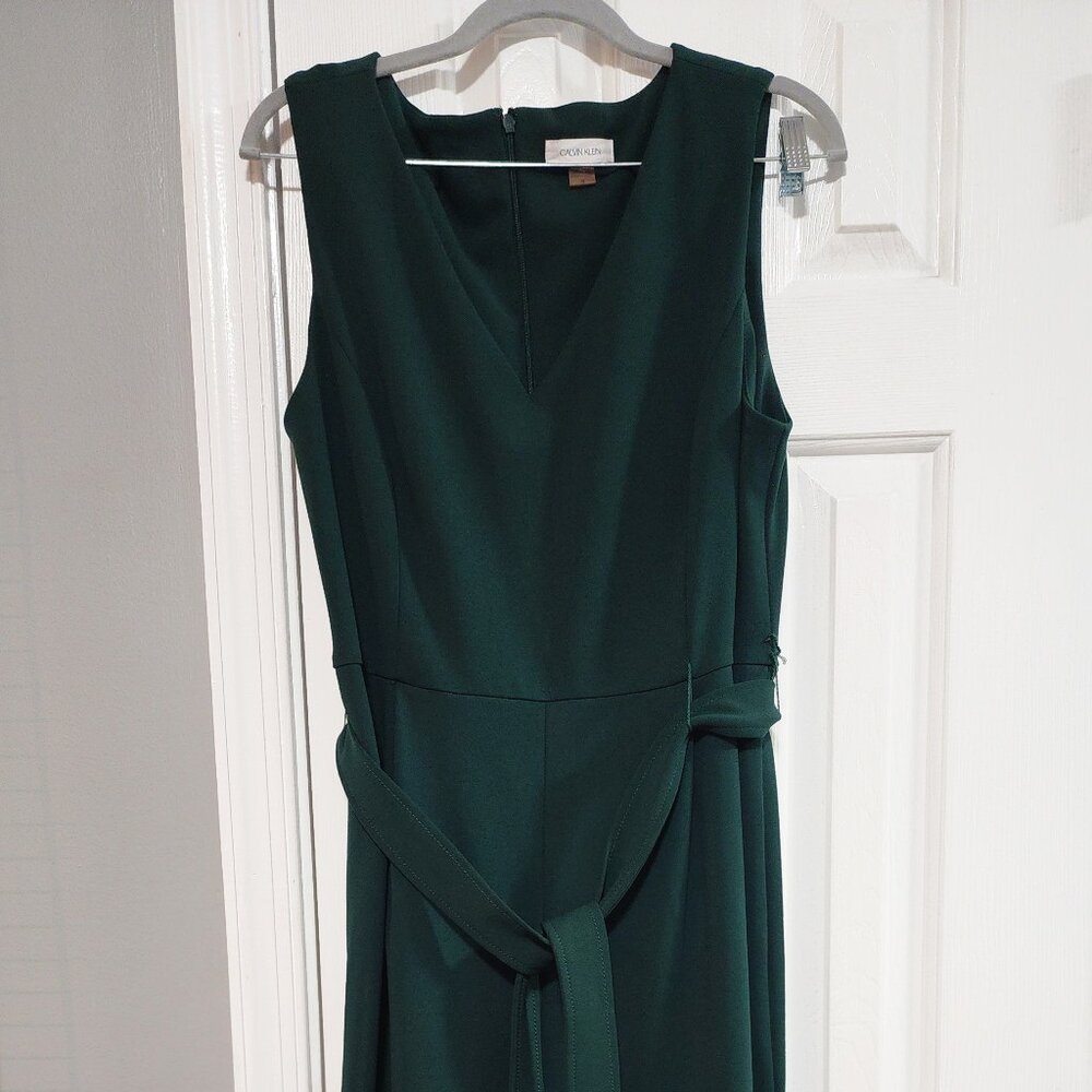 Calvin Klein Emerald Green Sleeveless Wide-Leg Jumpsuit Size 14